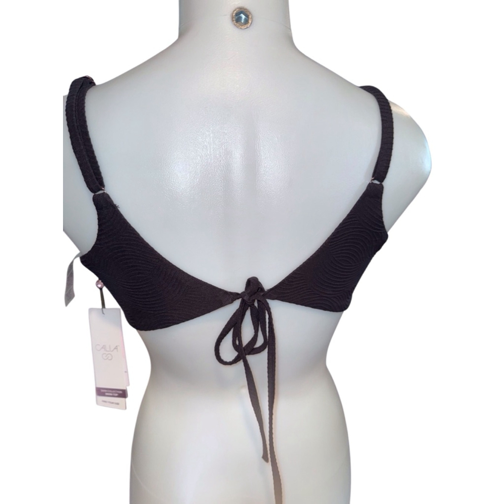Women's CALIA Bikini Top Size L Black Tie Back - Picture 2 of 3